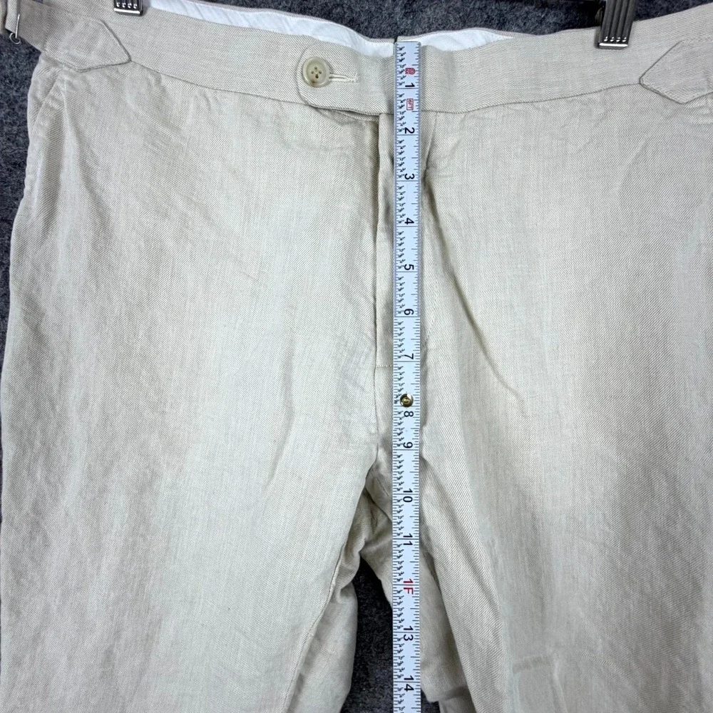 Suitsupply Dress Pants Mens 34 Beige Linen Cotton Mid Rise Flat Front Business